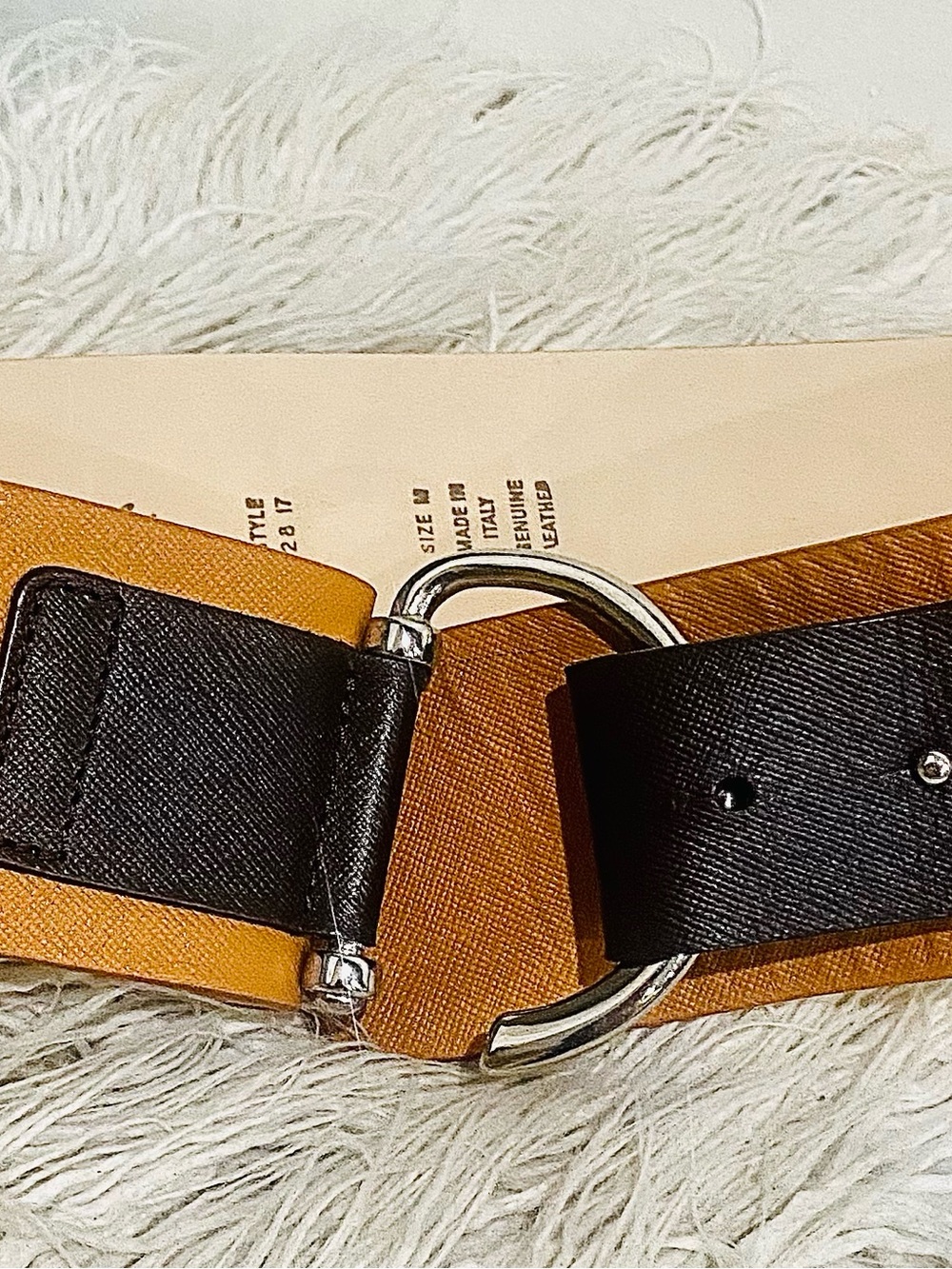 Women’s Garuglieri Genuine Leather Tan Dark Brown Belt Equestrian Style Size M